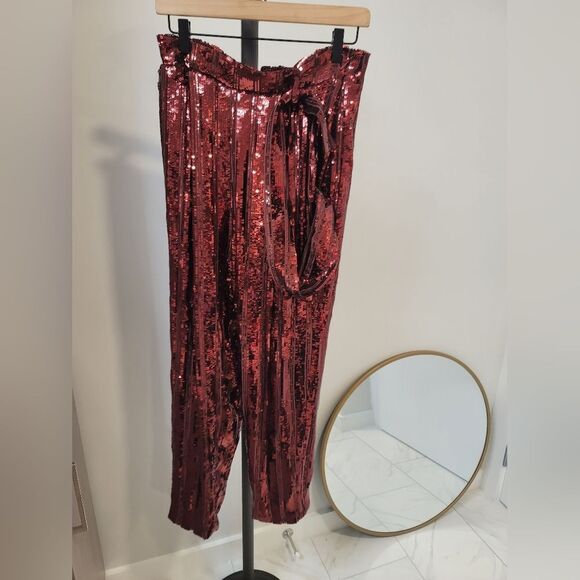 Sally LaPointe Sequined Crepe Straight Leg Pants Size 6 - Picture 1 of 7